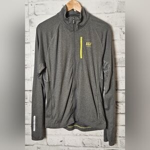 Abercrombie & Fitch A&F Active Full Zip Jacket Gray Neon Trim Size L
